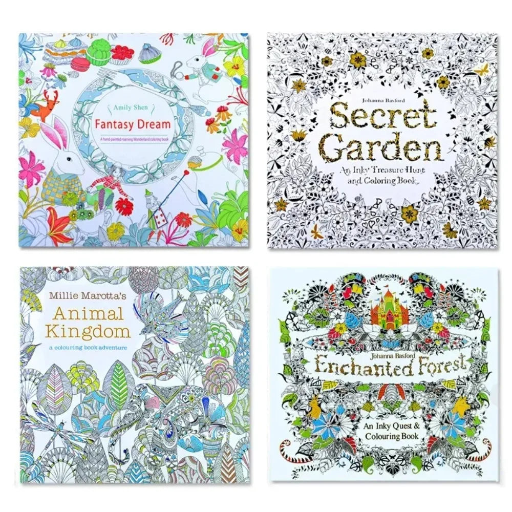 Montessori Small Secret Garden Coloring Book for Adults - Hand-painted Mandala Stress Relief Painting