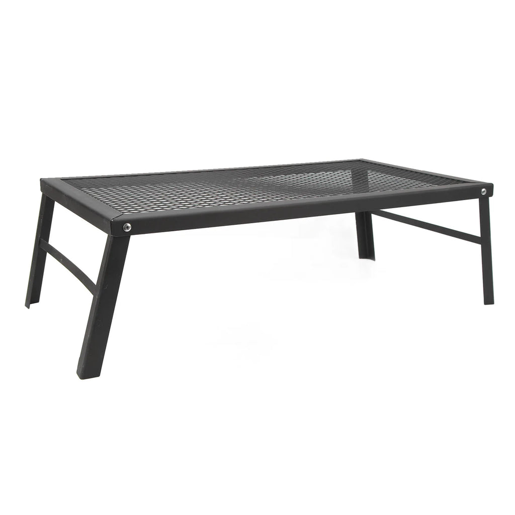 Folding Camp Fire Rack - Heavy Duty Iron Portable Grill for Outdoor Barbecue Cooking