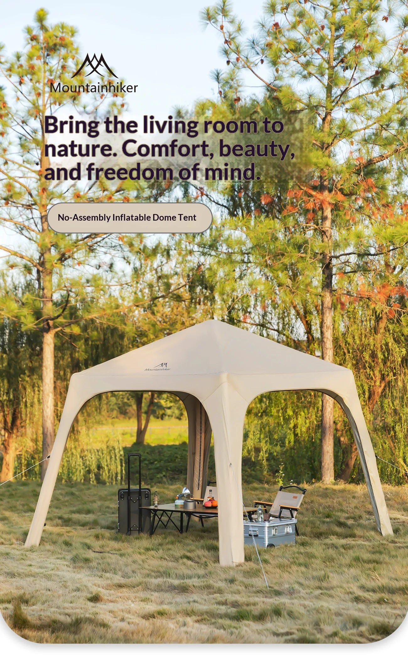 Inflatable Camping Tent for 4-6 People - Easy Set Up All-Season Outdoor Dome Tent 2000+ Model