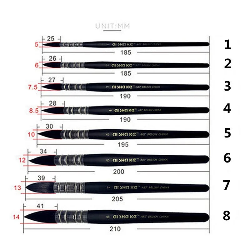 1pc Professional Round French Style Watercolor Paint Brush Nylon Painting Brush for Acrylic Water Color Gouache Oil Painting