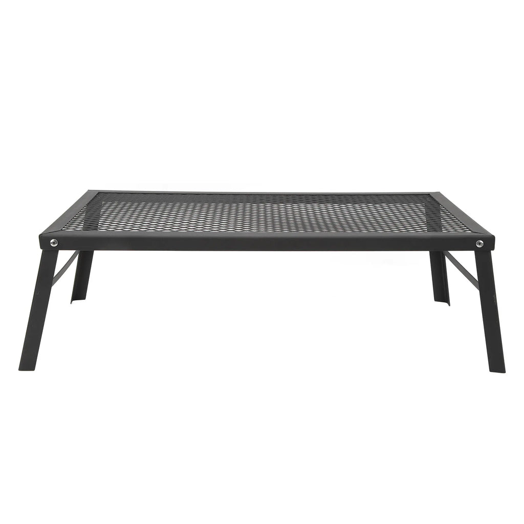 Folding Camp Fire Rack - Heavy Duty Iron Portable Grill for Outdoor Barbecue Cooking