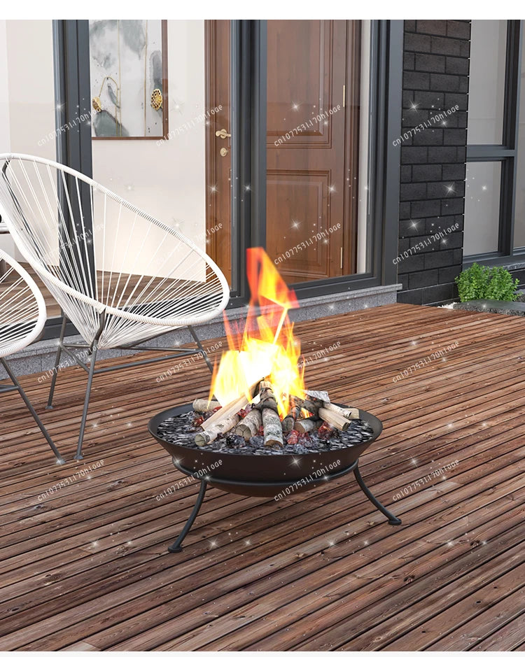 Charcoal Fire Stand 47/60cm - Wrought Iron Portable Indoor Outdoor Brazier Bonfire Stand