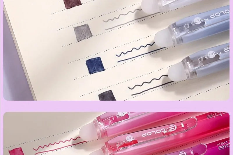 SHANDS 36/12 Colors Clickable Erasable Gel Pens 0.7mm for Kids Drawing Sketching Quick Dry Stationery Supplies