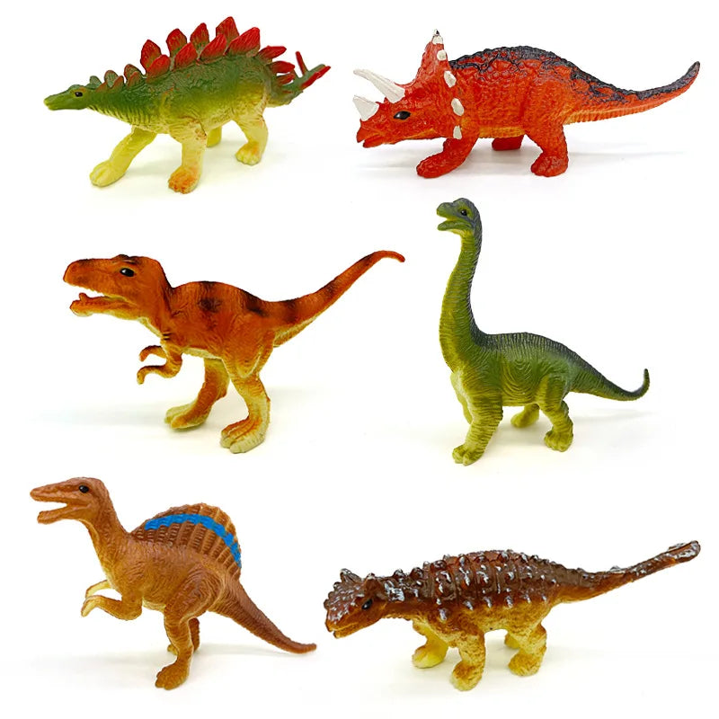 6pcs Jurassic Dinosaur Toy Set - Plastic Simulated Small Dinosaurs for Kids, Perfect Christmas Gifts