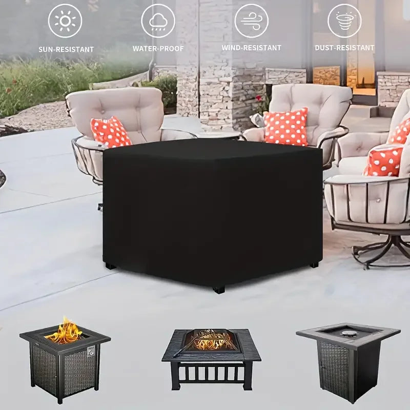 BBQ Accessories Fire Pit Cover - Waterproof Square 210T Patio Table Cover, UV and Fade Resistant