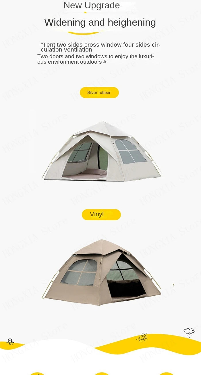 Outdoor Two-Door Folding Portable Automatic Tent - Rainproof Camping Gear with Quick Opening Design