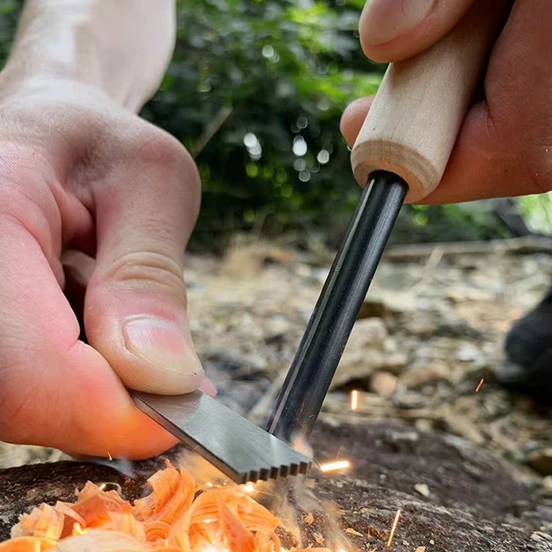 Outdoor Camping Flint Magnesium Rod Set - Waterproof Fire Starter with White Steel Scraper for EDC Survival Tools