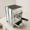 Square Wood Stove Outdoor Grill Mini BBQ Portable Camping Picnic Folding Grill for Home Kitchen Backyard Garden Cooking