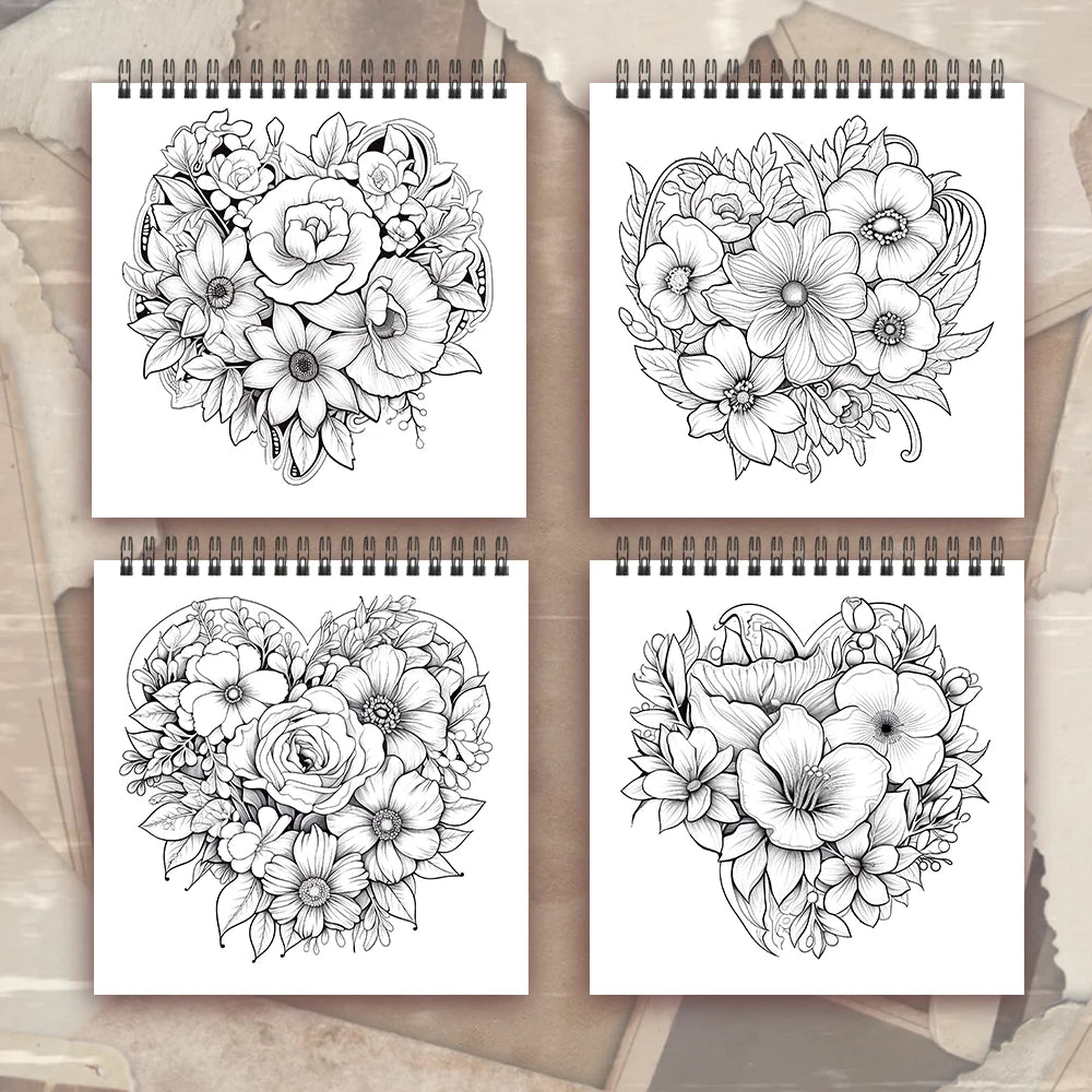 Adult Coloring Book - 30 Sheets Women's Spiral Drawing Book, 8.3 x 8.3 Inches, Perfect Birthday and Holiday Party Gift