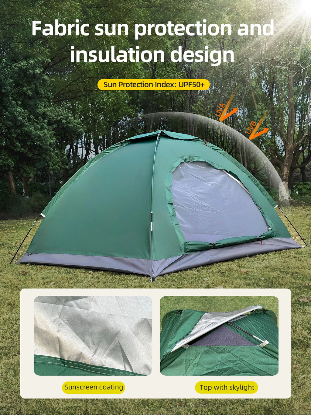 Outdoor Camping Tent - Hand-Built Rain and Sun Protection Hiking Tent for Couples and Children, Portable and Windproof