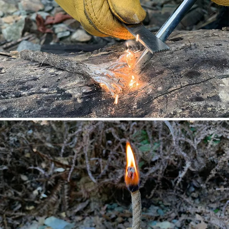 Outdoor Camping Flint Magnesium Rod Set - Waterproof Fire Starter with White Steel Scraper for EDC Survival Tools
