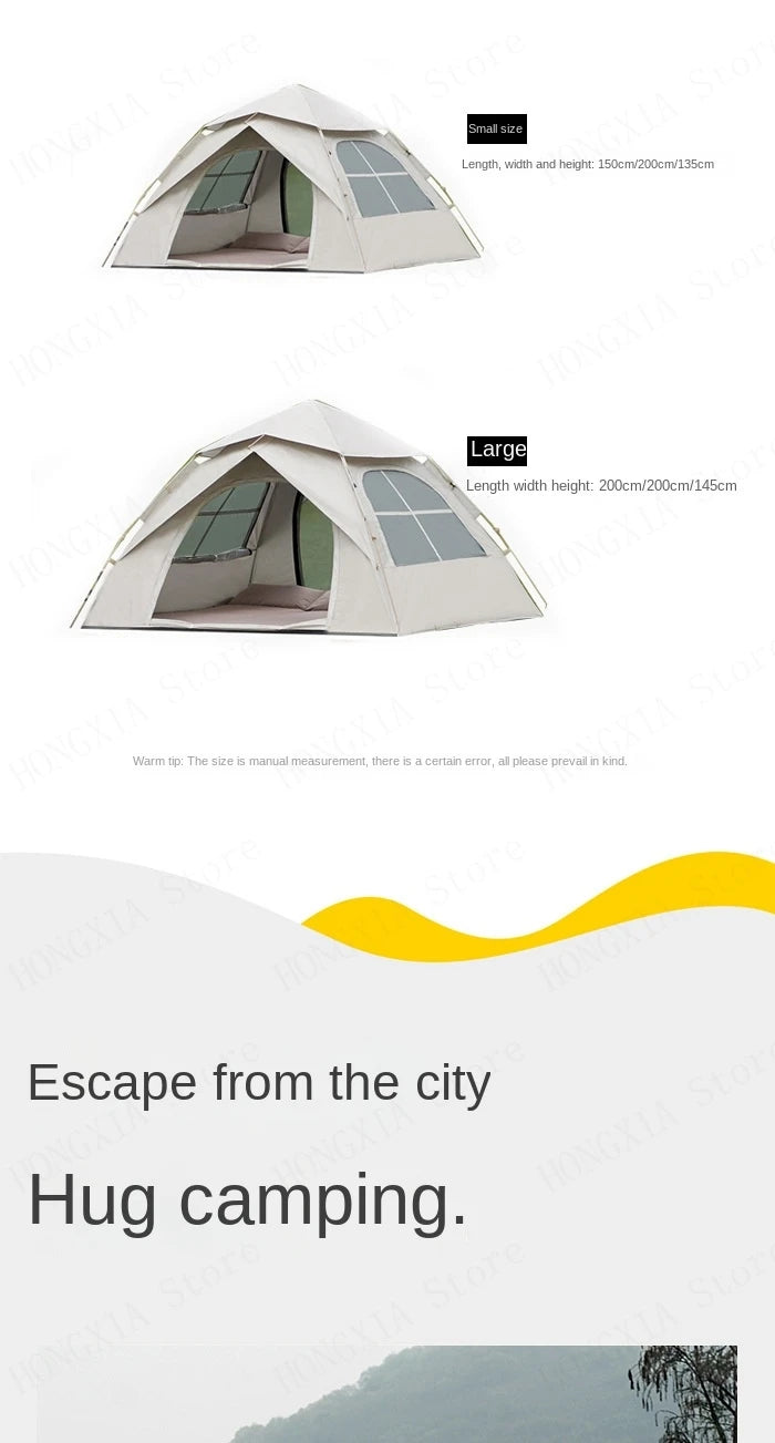 Outdoor Two-Door Folding Portable Automatic Tent - Rainproof Camping Gear with Quick Opening Design
