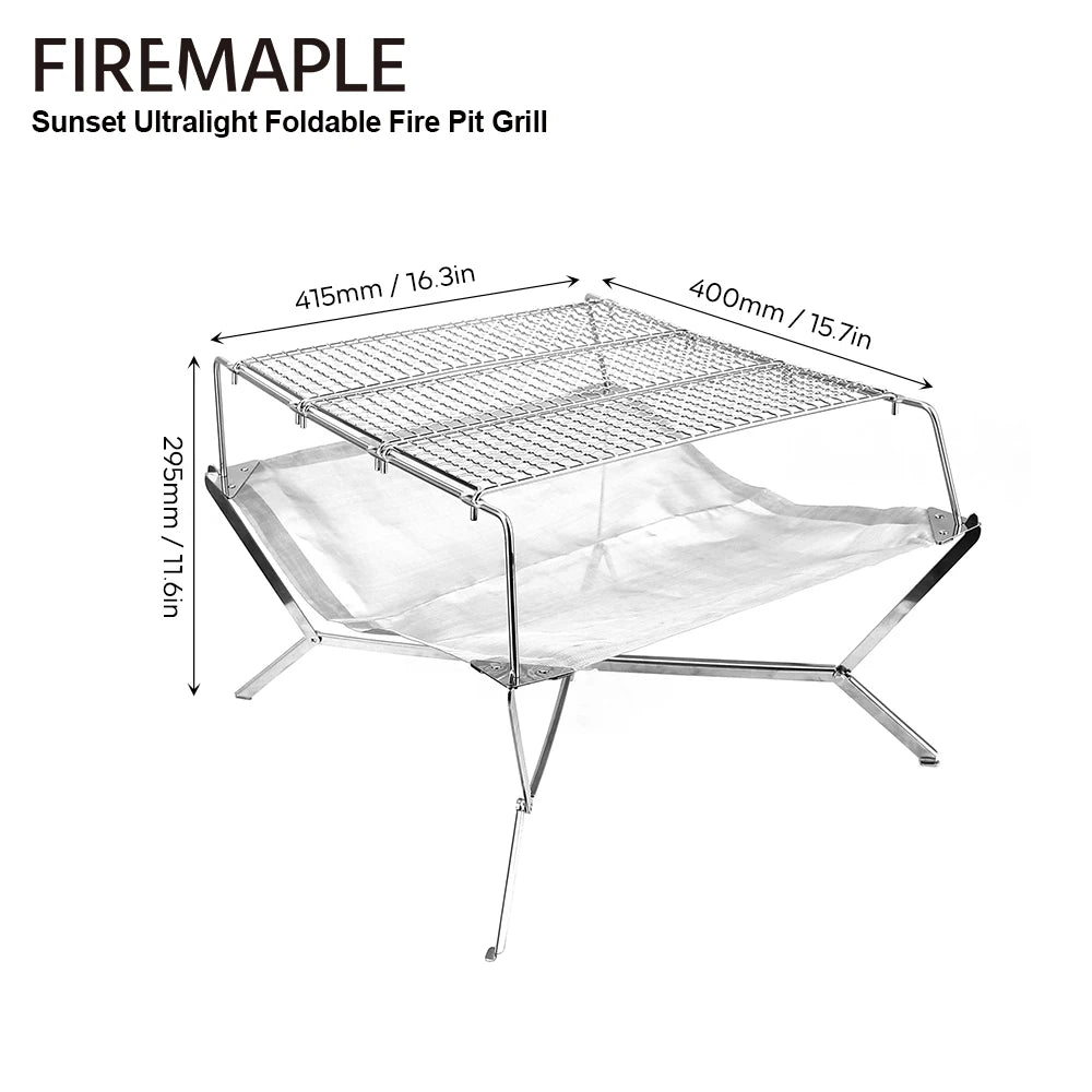 Fire-Maple Sunset Ultralight Portable Fire Pit Grill for Camping, Hiking, and Bonfires