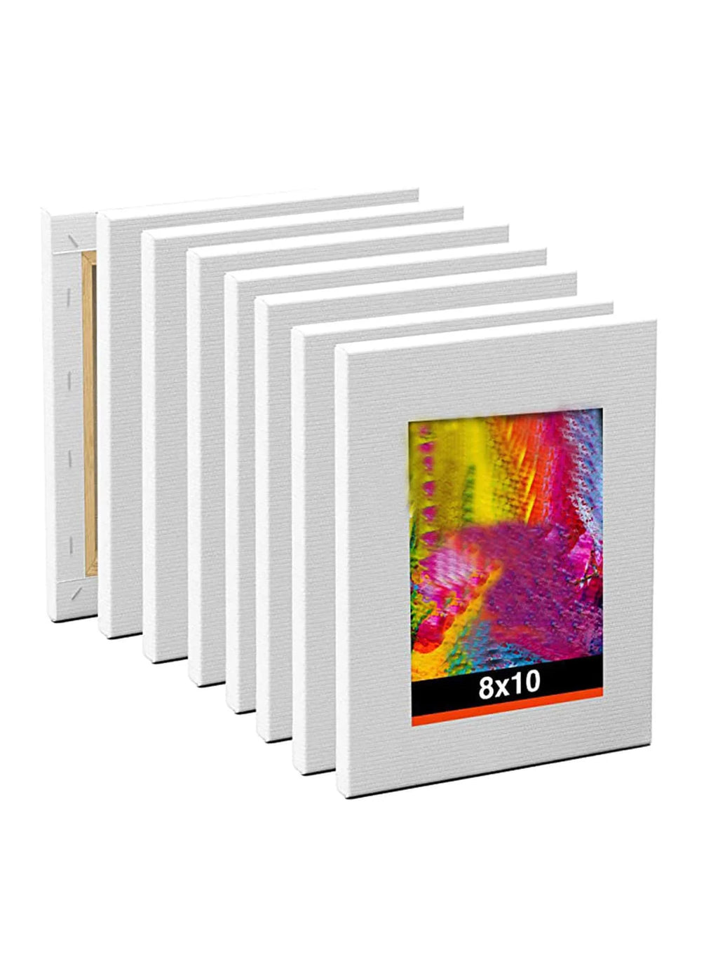 8x10 Inch 100% Cotton Primed White Stretched Canvas Board for Painting, Acrylic Pouring, and Oil Paint