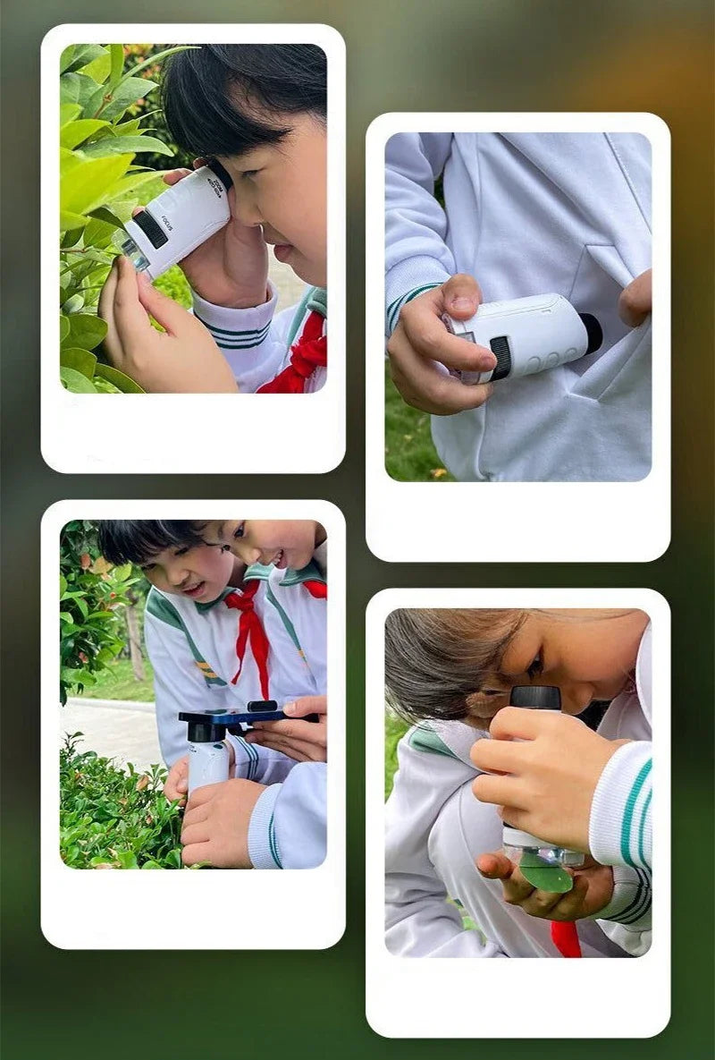 HD Student Science Microscope with Phone Adapter & Wireless LED | STEM Educational Tool for Teens & Home Biology Lab