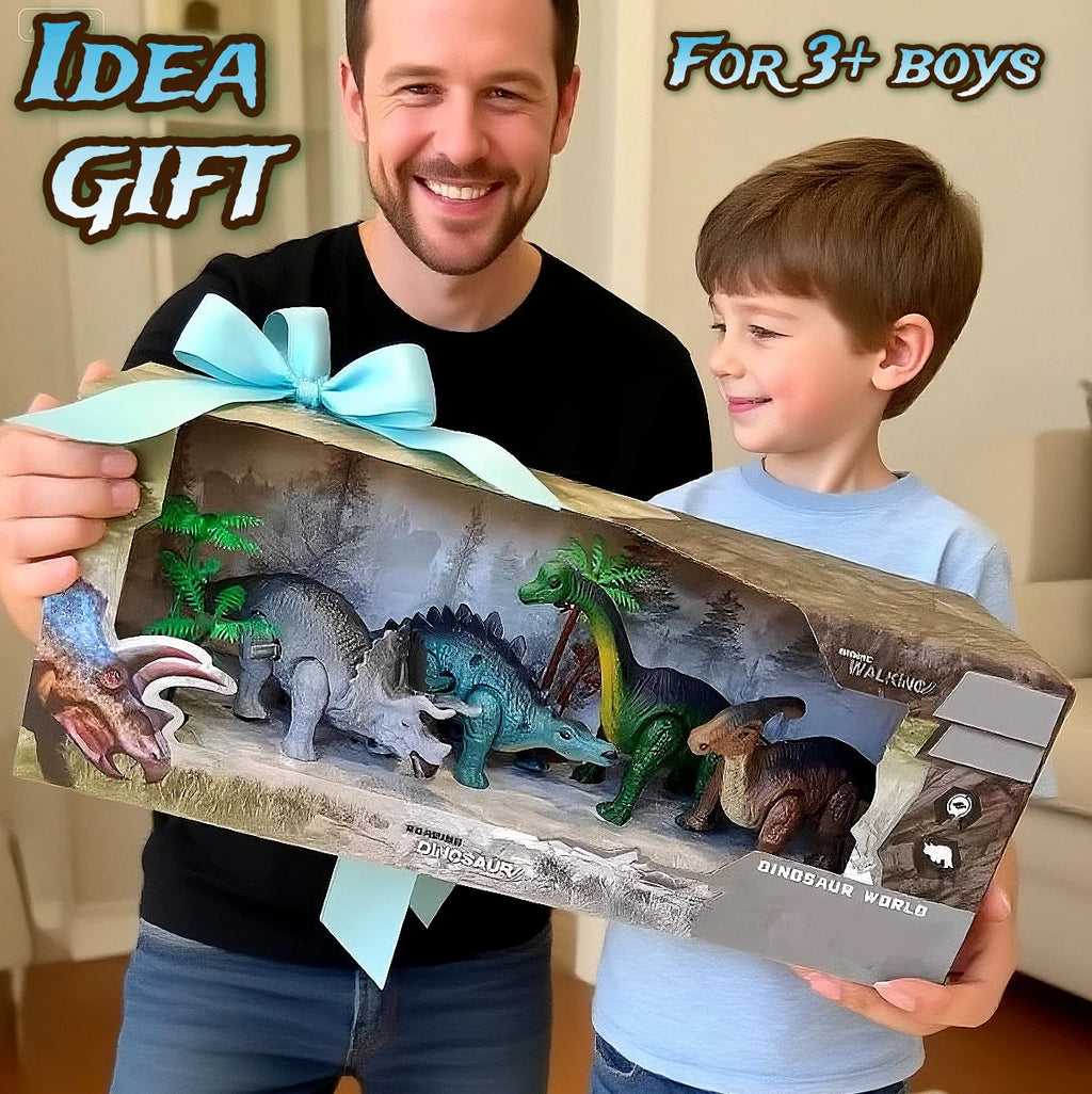 Dinosaur Toy Gift Set - Wound-Up Mechanical Walking Animal Toy for Kids' Birthdays