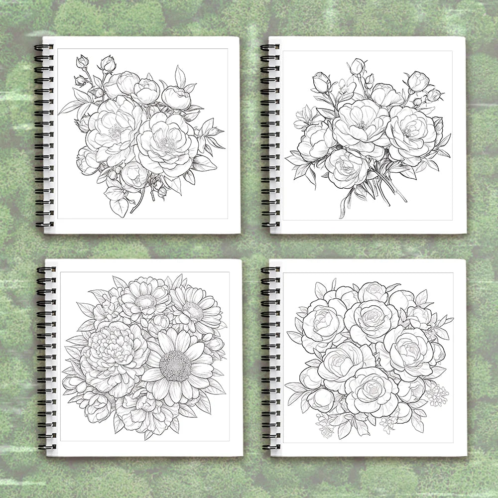 Adult Coloring Book - 30 Sheets Women's Spiral Drawing Book, 8.3 x 8.3 Inches, Perfect Birthday and Holiday Party Gift
