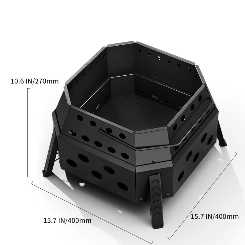 Portable Folding Campfire Grill Outdoor Wood Burning Stove for Camping and Hiking Lightweight Charcoal Fire Pit - Versatile Cooking Essential