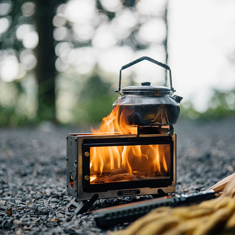 Goout Springhill Mini Fire Pit - Compact Portable Folding Tabletop Camping Firewood Stove