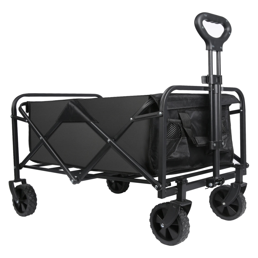 Foldable Hand Trolley for Garden and Beach - Heavy Duty 4-Wheel Carrying Trolley for Outdoor Camping and Warehouse Use