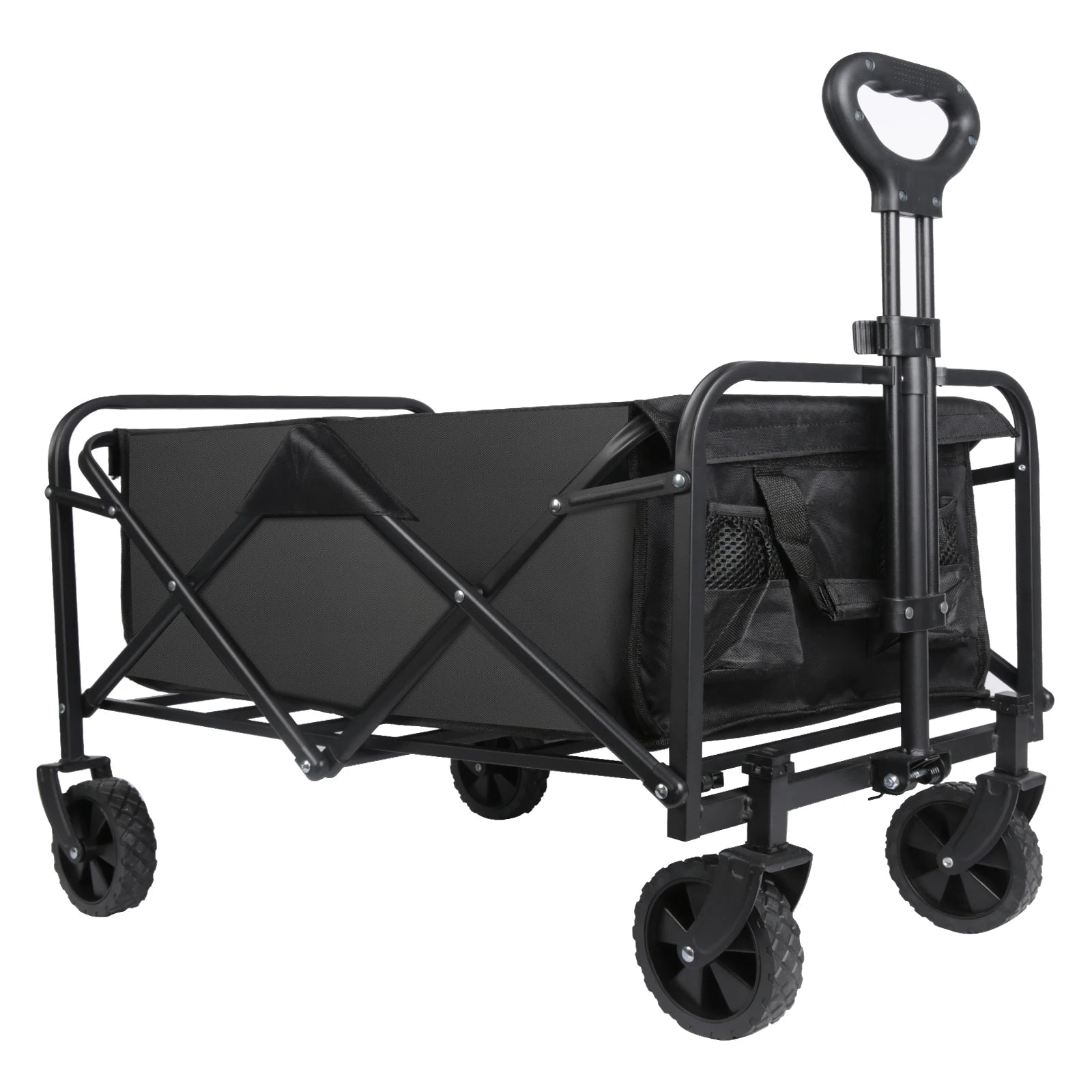 Foldable Hand Trolley for Garden and Beach - Heavy Duty 4-Wheel Carrying Trolley for Outdoor Camping and Warehouse Use