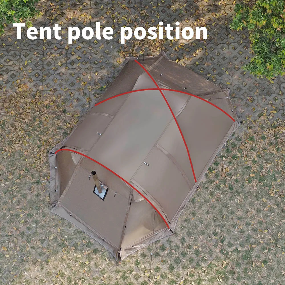 Fireproof Winter Camping Tent for 2 - Waterproof Tunnel Dome Tent with Stove Jack and Snow Skirt for 4 Season Hiking
