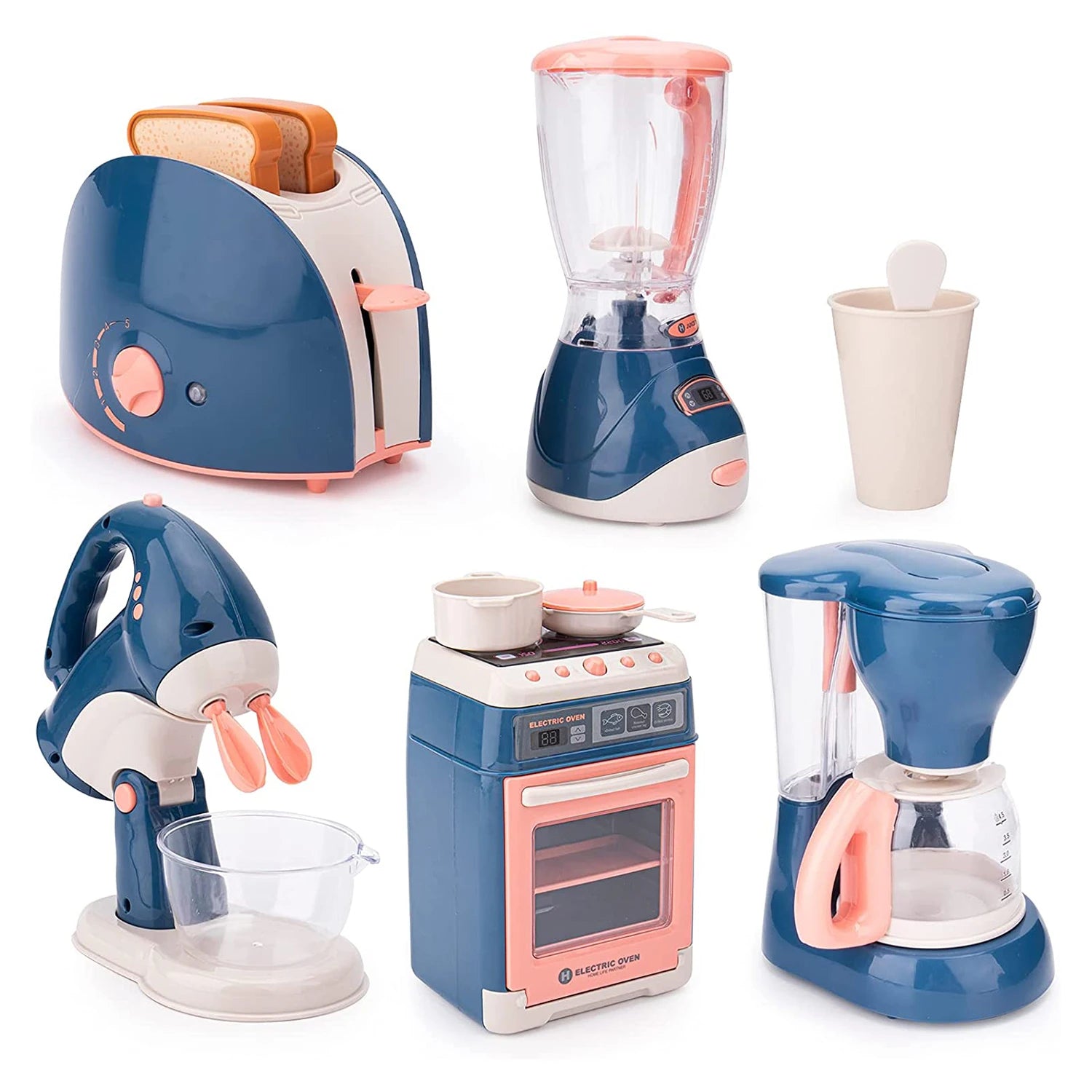 Kids Kitchen Playset - Pretend Play House Simulation Appliances Set with Juicer, Mixer, Vacuum, and Toaster for Educational Fun