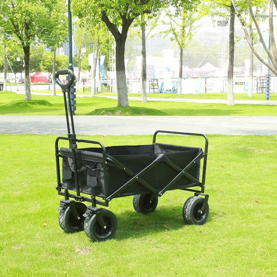 Heavy Duty Collapsible Outdoor Folding Wagon Cart for Garden, Beach, and Camping - Large Capacity Utility Trolley