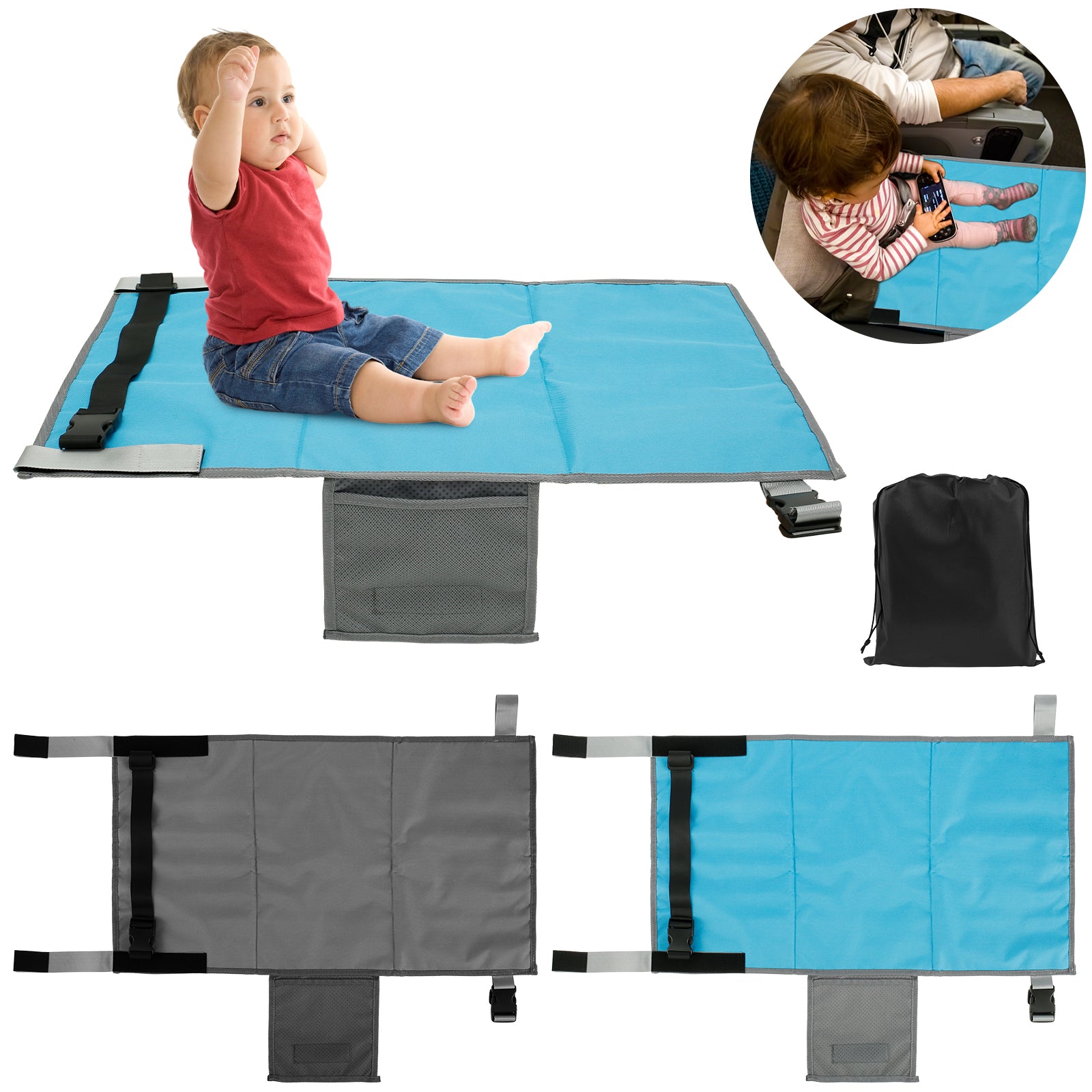 Kids Travel Airplane Bed Portable Children Pedals Beds Foot Leg Rest Hammock Baby Footrest Bed Toddler Airplane Seat Extender
