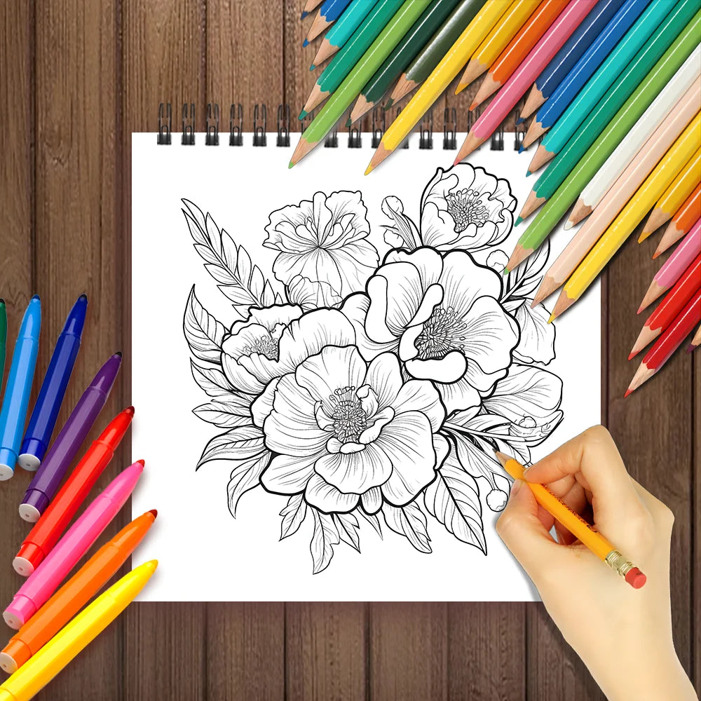 Adult Coloring Book - 30 Sheets Women's Spiral Drawing Book, 8.3 x 8.3 Inches, Perfect Birthday and Holiday Party Gift