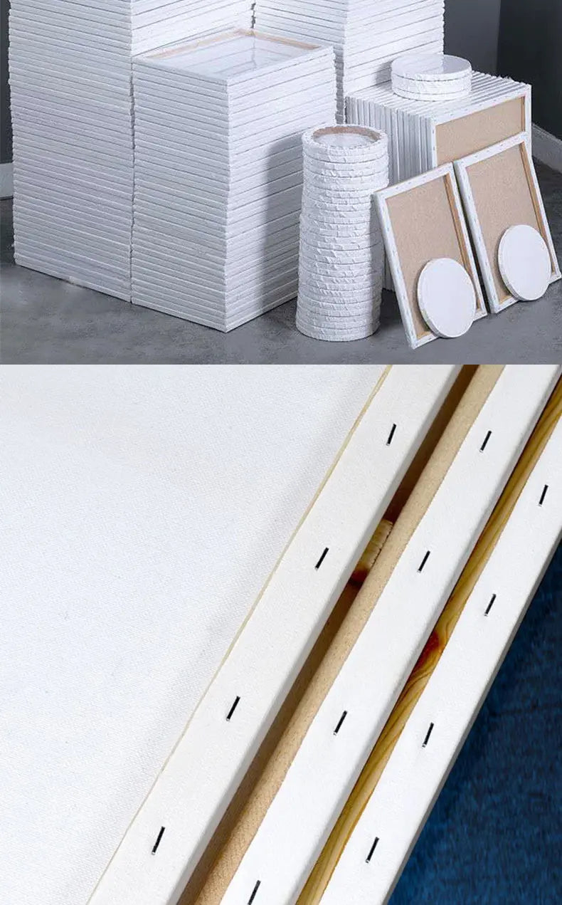 5pcs White Blank Artist Canvas Boards for Oil Painting, Acrylic, Watercolor with Wooden Frame