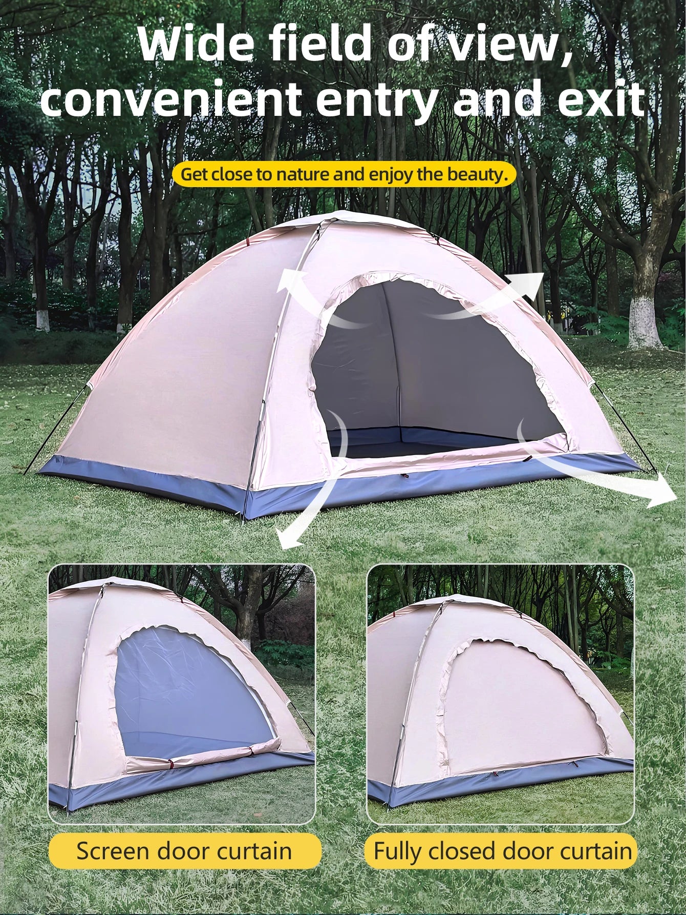 Outdoor Camping Tent - Hand-Built Rain and Sun Protection Hiking Tent for Couples and Children, Portable and Windproof