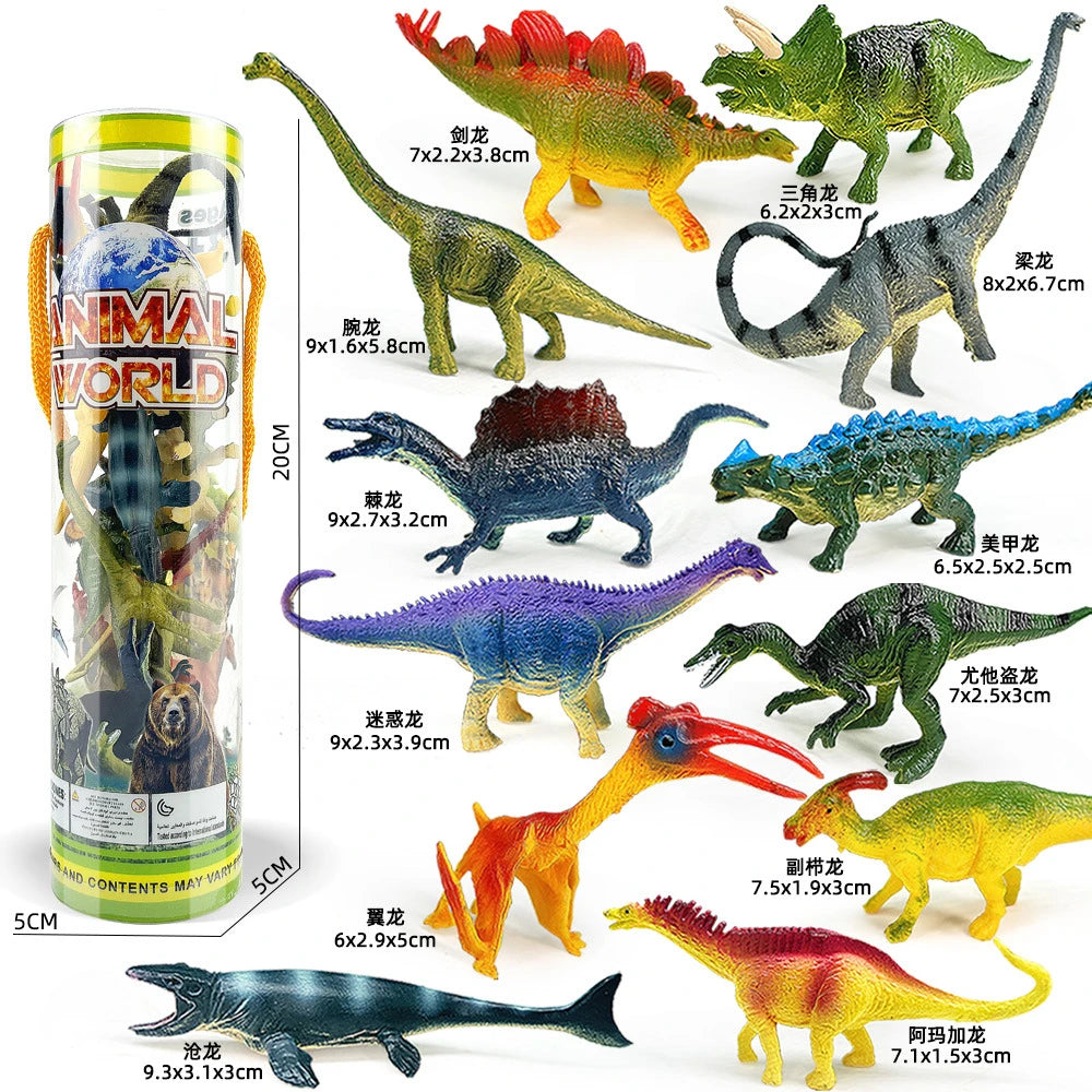 12pcs Dinosaur Toy Set - Updated Realistic Simulated Dinosaurs Models for Kids - Brachiosaurus & Tyrannosaurus Rex - Perfect Christmas Gift