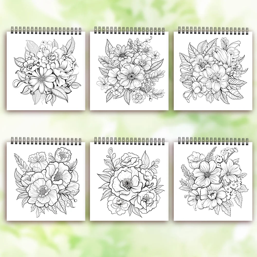 Adult Coloring Book - 30 Sheets Women's Spiral Drawing Book, 8.3 x 8.3 Inches, Perfect Birthday and Holiday Party Gift