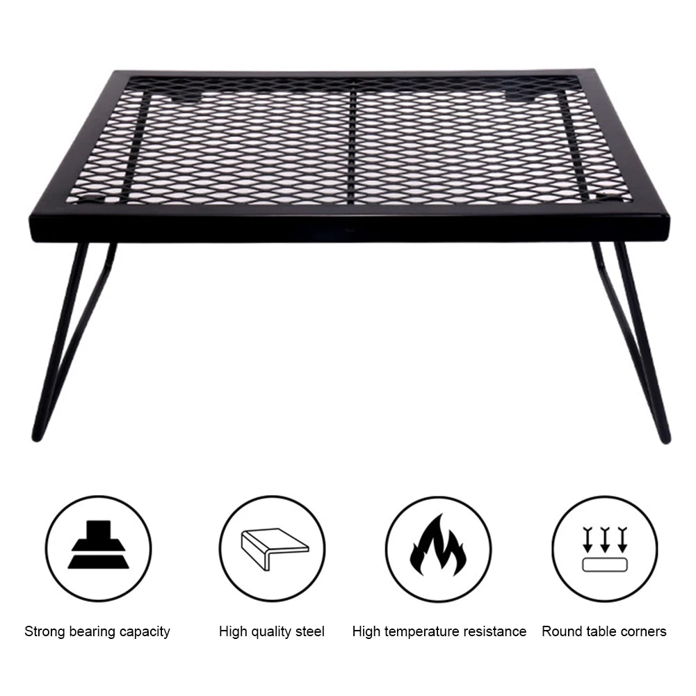 Campfire Grill Grate - Heavy Duty Foldable Cooking Rack for Outdoor BBQ and Camping