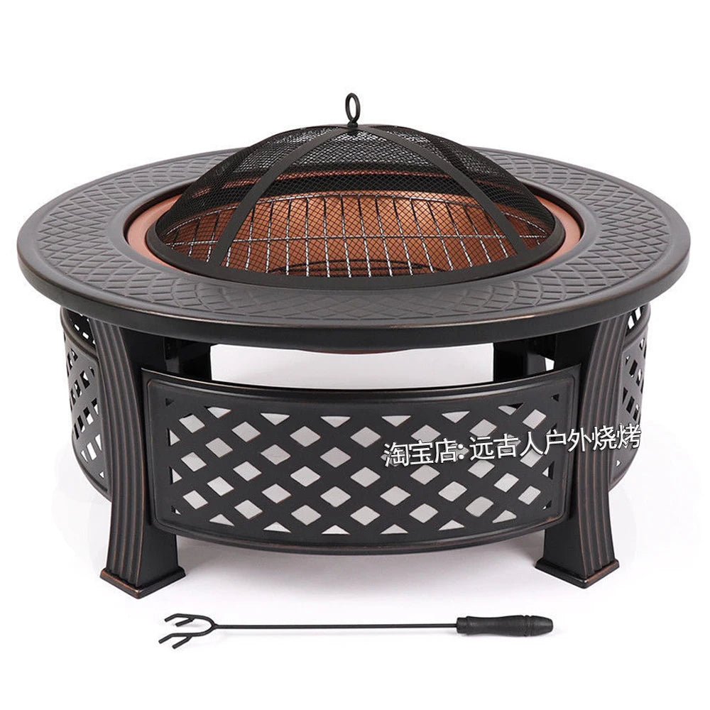 Outdoor Multifunctional fire pit BBQ Table and Charcoal Oven for Garden and Terrace Cooking