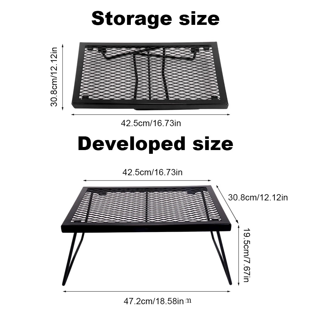 Campfire Grill Grate - Heavy Duty Foldable Cooking Rack for Outdoor BBQ and Camping