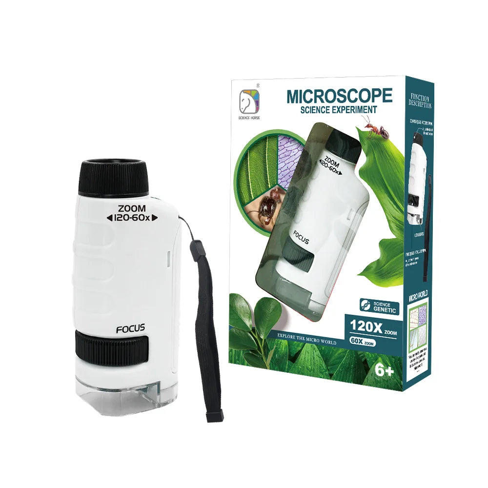 HD Student Science Microscope with Phone Adapter & Wireless LED | STEM Educational Tool for Teens & Home Biology Lab