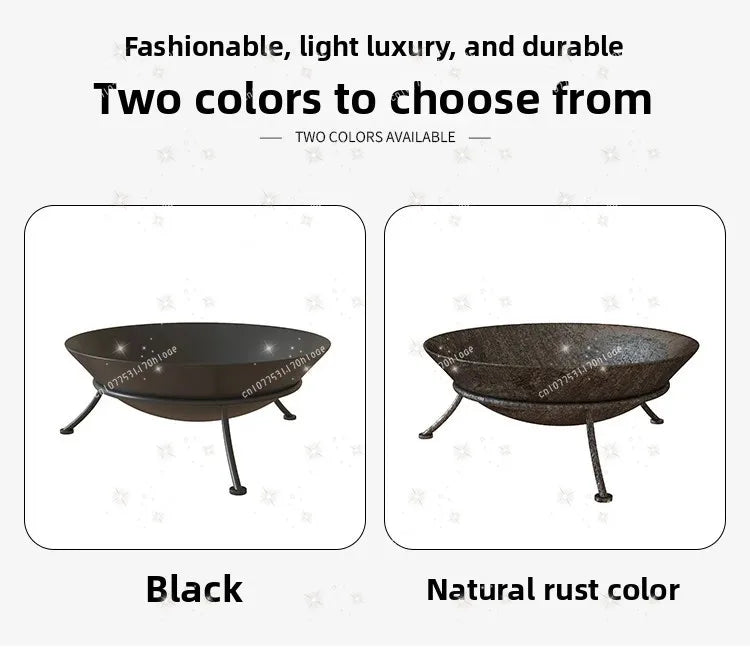 Charcoal Fire Stand 47/60cm - Wrought Iron Portable Indoor Outdoor Brazier Bonfire Stand