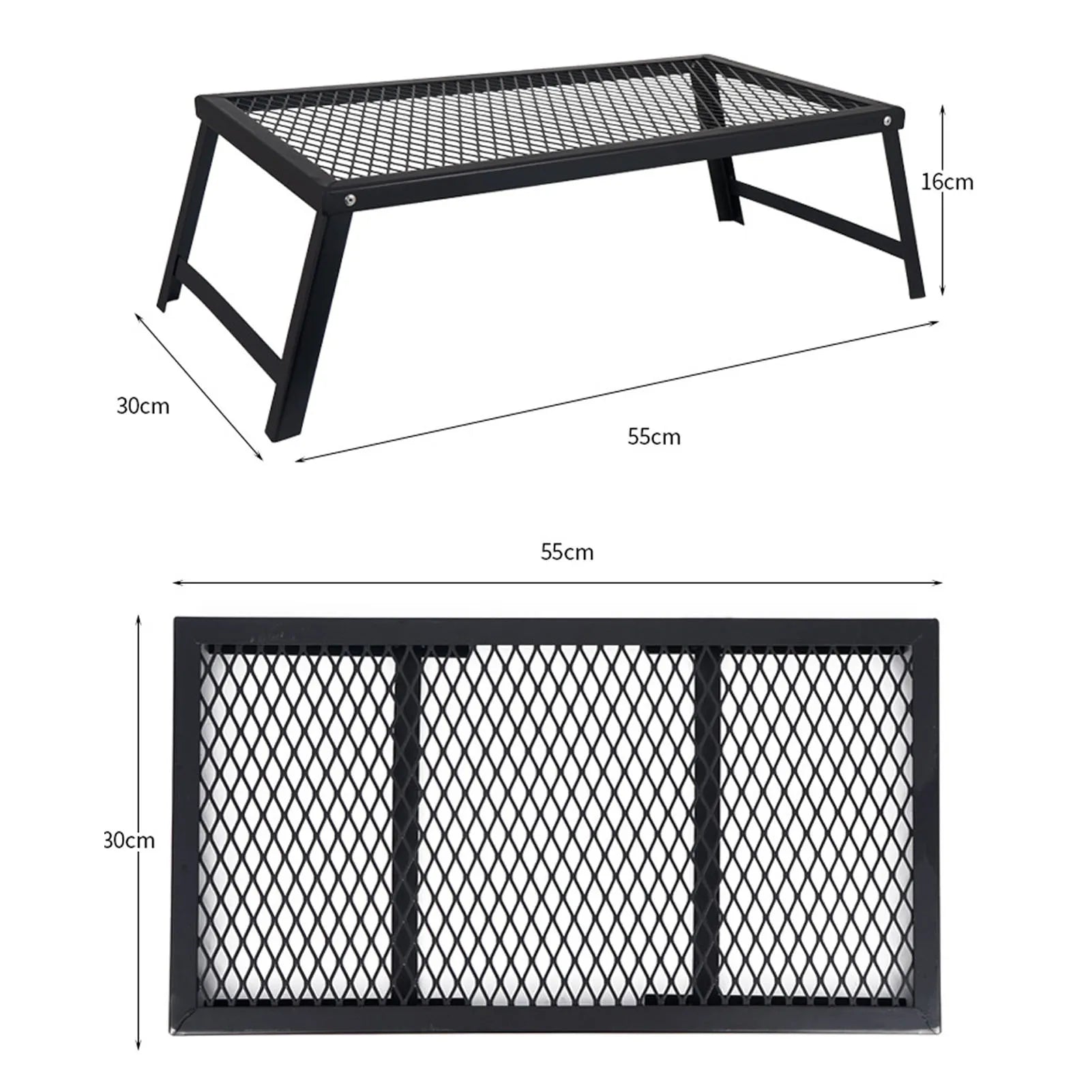 Folding Camp Fire Rack - Heavy Duty Iron Portable Grill for Outdoor Barbecue Cooking