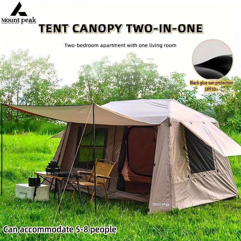 Mount Peak Large Camping Tent for 3-8 People - Quick Set Up Ridge Tent with Canopy for Outdoor Wilderness Adventure