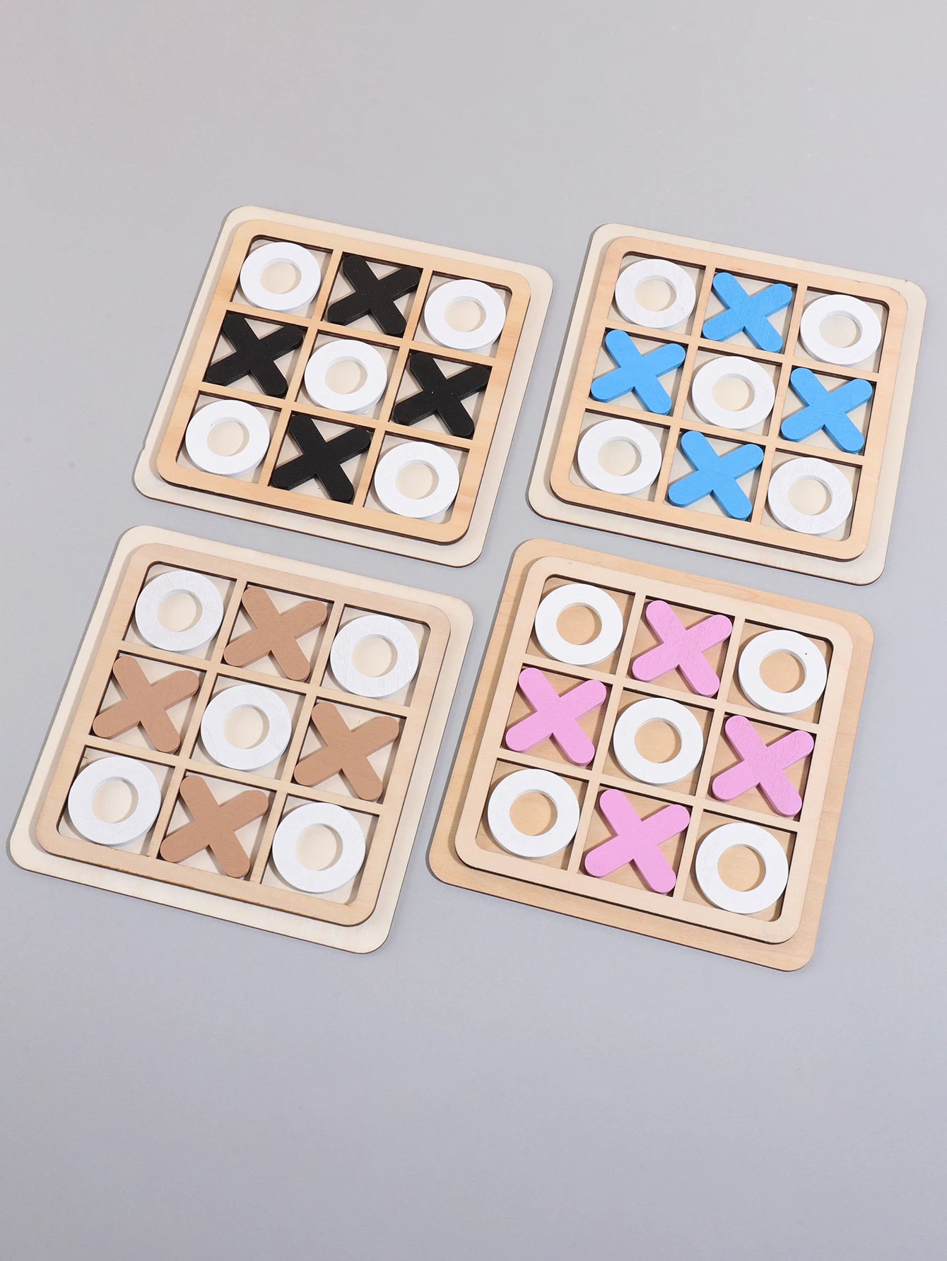 XO Three-in-a-Row Tic-Tac-Toe Wooden Game Set – Casual Battle Puzzle Board Game for Kids