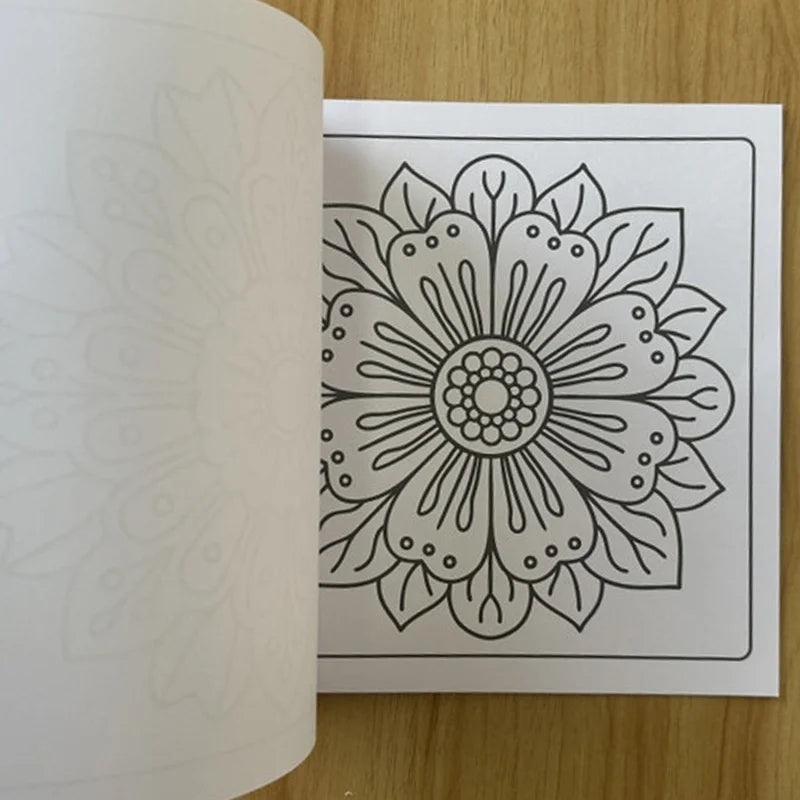 24-Page Mandala Flower Coloring Book for Stress Relief and Relaxation through Creative Color Matching