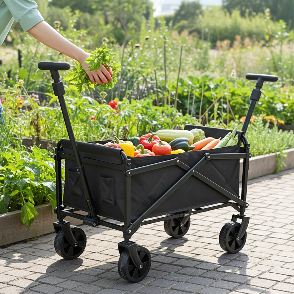 150KG Heavy Duty Folding Wagon Cart - Large Capacity Portable Beach and Picnic Cart for Camping and Car Accessories